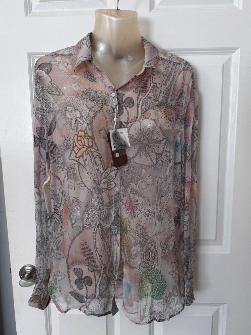 NWT Missoni Women Size 40 (M) Orange tag Multicolor Silk Chiffon Shirt - Picture 5 of 14